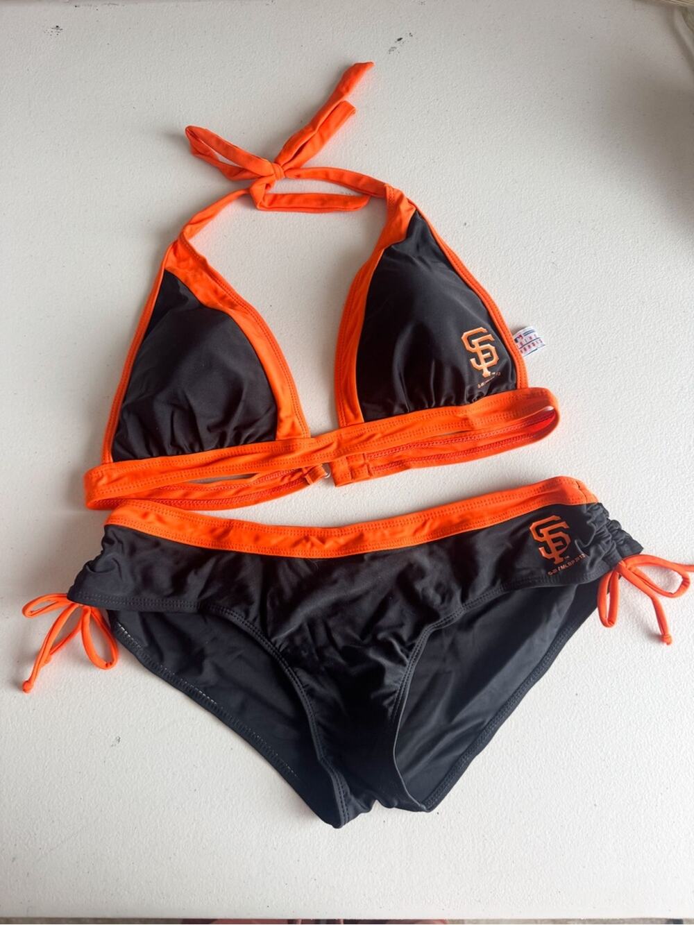 MLB San Francisco Giants Bikini Two Piece Swimsuit Black Orange